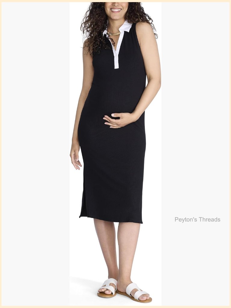 Sleeveless Polo Midi Bodycon Maternity Dress